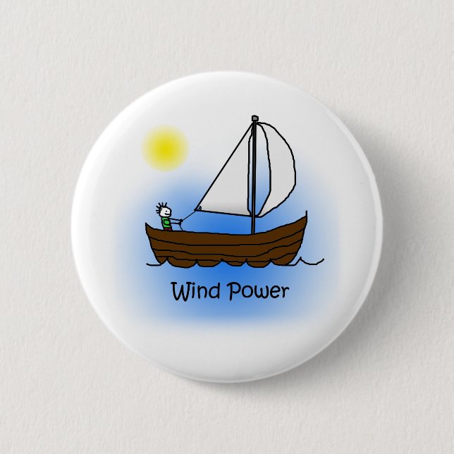 Wind Power Sailboat - Button (Front)