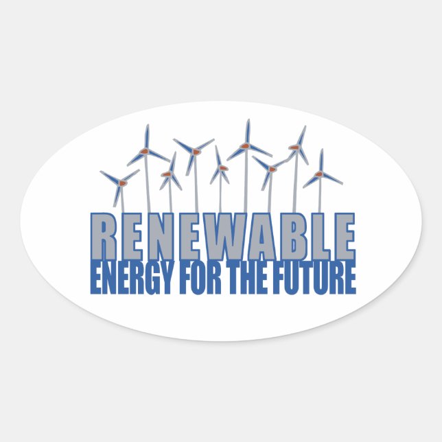 Wind Power Turbines Oval Sticker (Front)