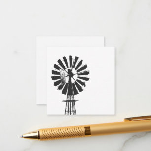 Wind Pump Sketch Farm Rural Landscape Enclosure Card