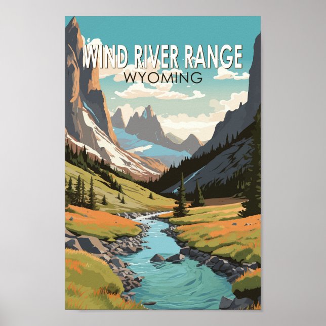 Wind River Range Wyoming Travel Art Vintage Poster (Front)