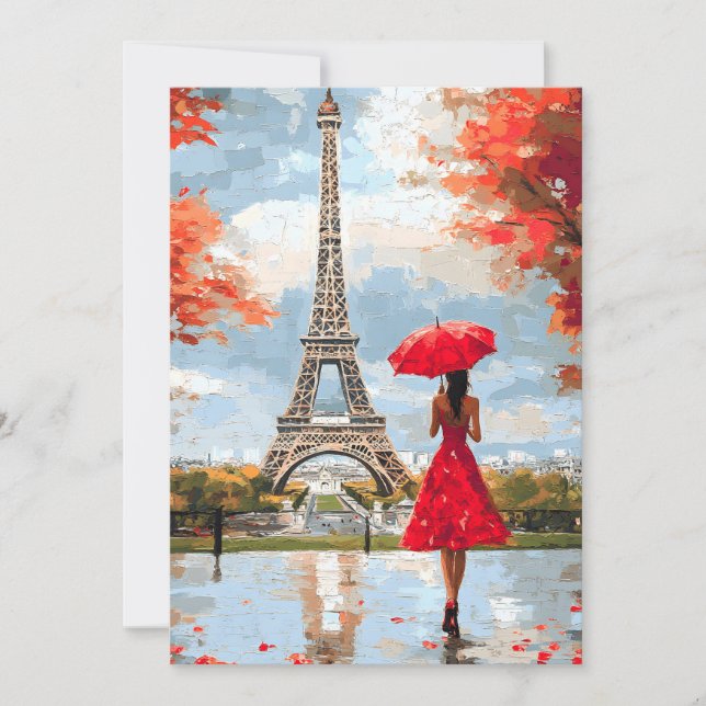 Wind Romance Paris Chic Walk Holiday Card (Front)