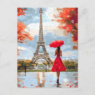 Wind Romance Paris Chic Walk Holiday Postcard