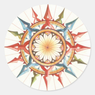 wind rose, compass classic round sticker