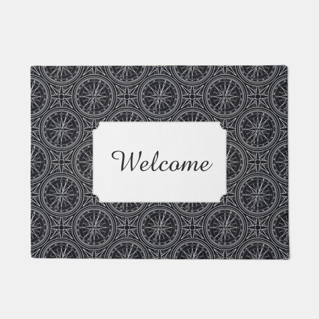 Wind Rose Compass Pattern | Add Your Text Doormat (Front)