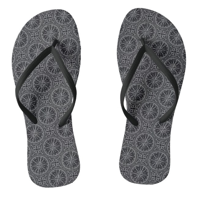 Wind Rose Compass Pattern Jandals (Footbed)
