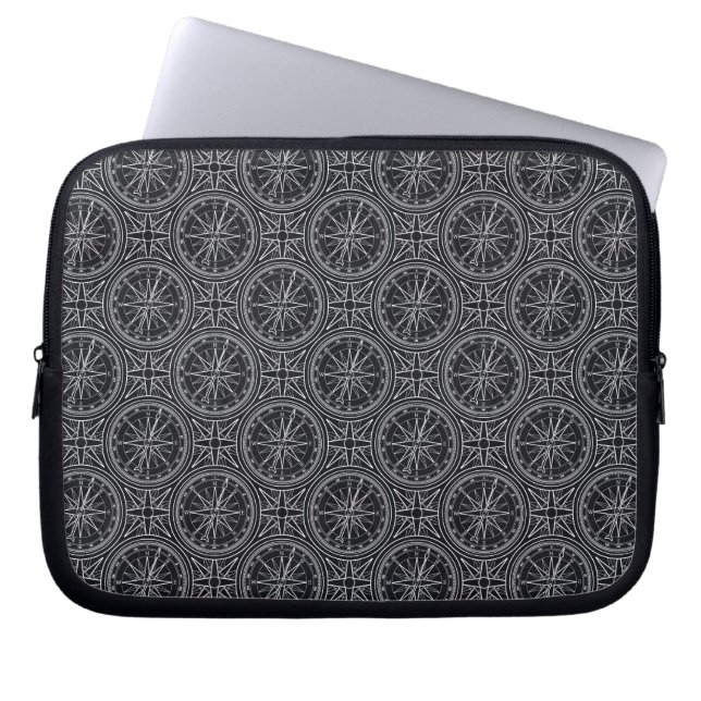 Wind Rose Compass Pattern Laptop Sleeve (Front)