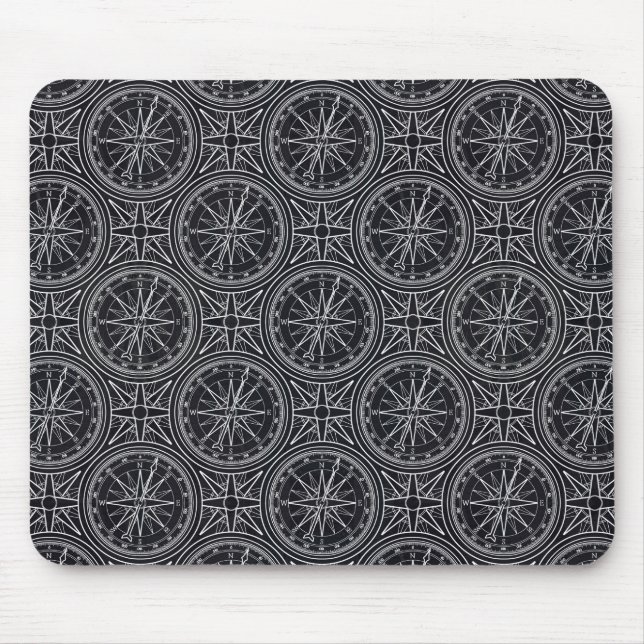 Wind Rose Compass Pattern Mouse Pad (Front)