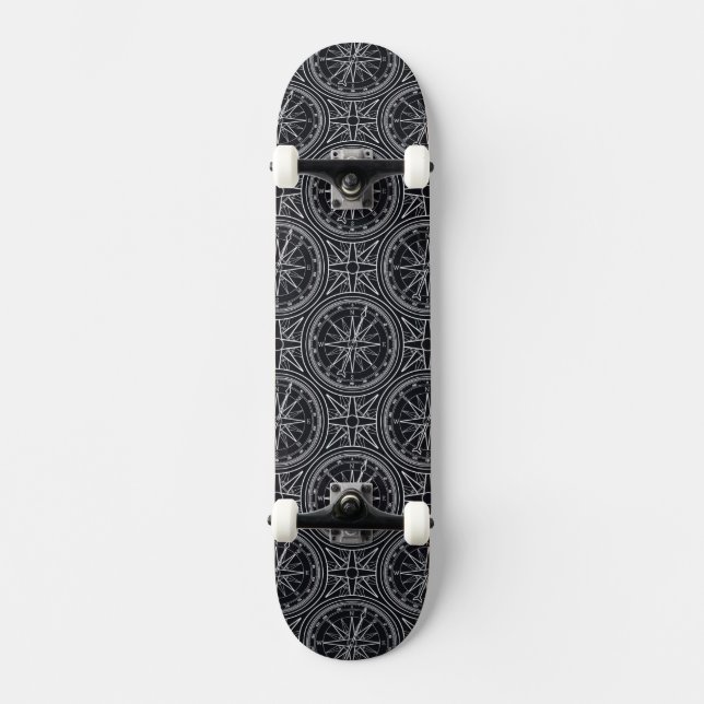 Wind Rose Compass Pattern Skateboard (Front)