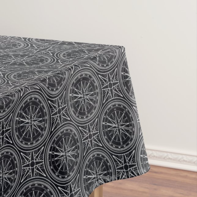 Wind Rose Compass Pattern Tablecloth (In Situ)