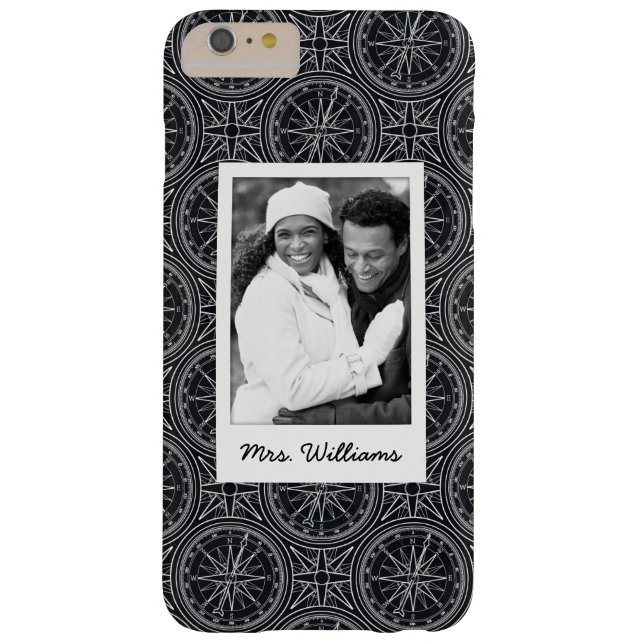 Wind Rose Compass Pattern | Your Photo & Name Case-Mate iPhone Case (Back)