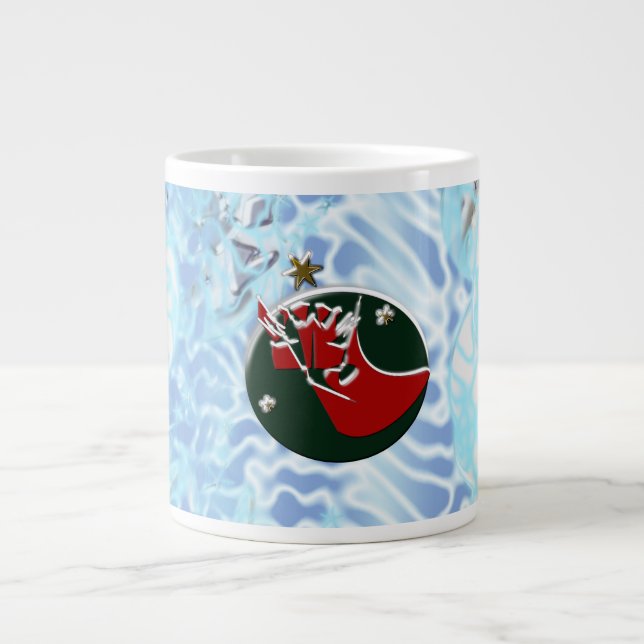 Wind Santa Claus Sock Large Coffee Mug (Front)
