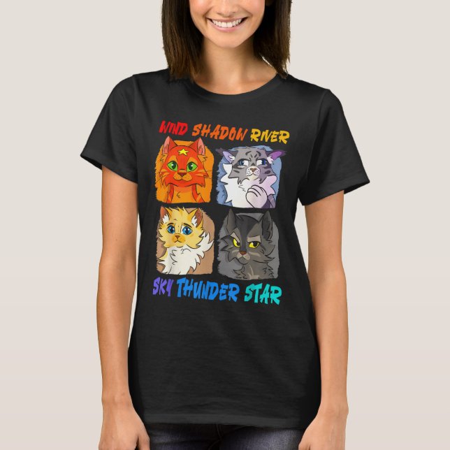 Wind Shadow River Star Thunder Sky Cat Feline T-Shirt (Front)