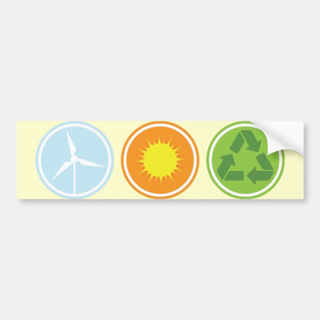 Wind Solar Recycle Organic Planet Bumper Stickers (Front)