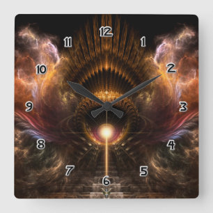 Wind Storm Fractal Art Square Wall Clock