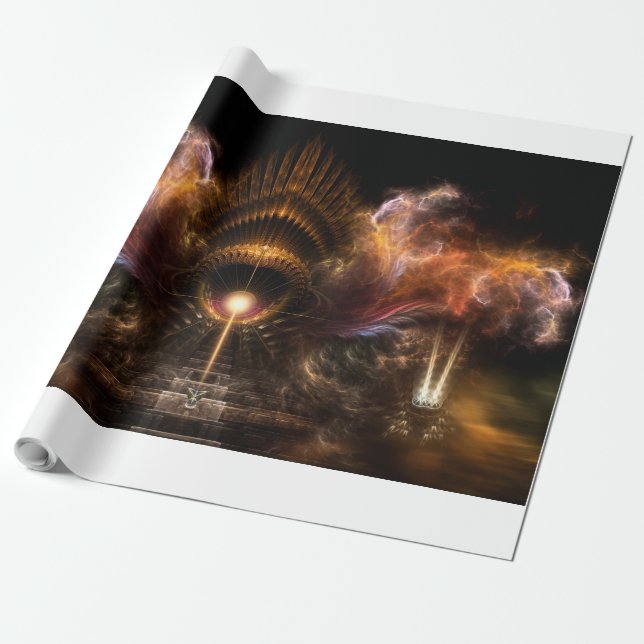 Wind Storm Fractal Art Wrapping Paper (Unrolled)