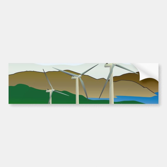 Wind Turbine by Lake Bumper Sticker (Front)