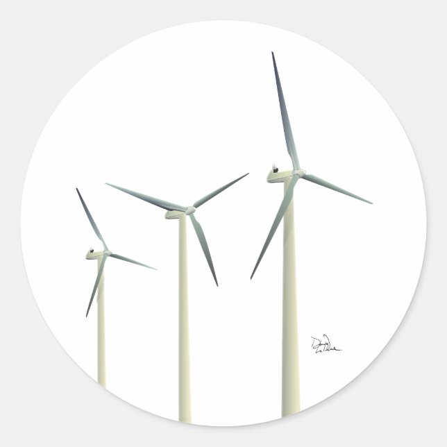 Wind Turbine Classic Round Sticker (Front)