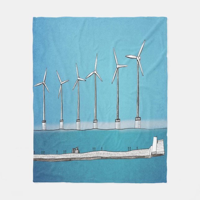 Wind Turbine Fleece Blanket (Front)