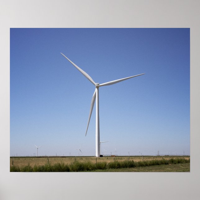 Wind Turbine in a Rural Oklahoma Field Colour 16x2 Poster (Front)