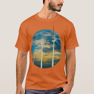 Wind Turbines Burnt Orange Sky T-Shirt