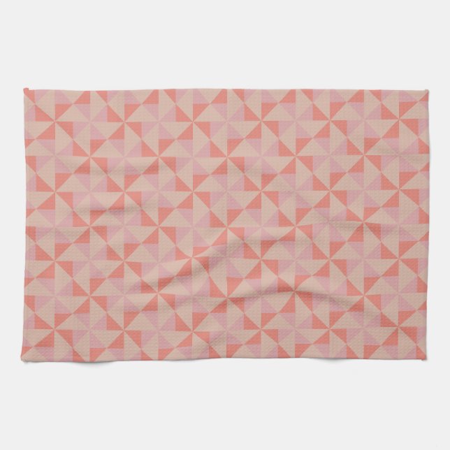 Wind turbines - orange triangle design tea towel (Horizontal)