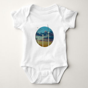 Wind Turbines Painted Sky Baby Bodysuit