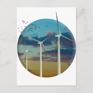 Wind Turbines Painted Sky Postcard
