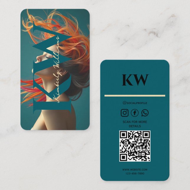 Windblown Hair Business Card – Modern & Elegant (Front/Back)