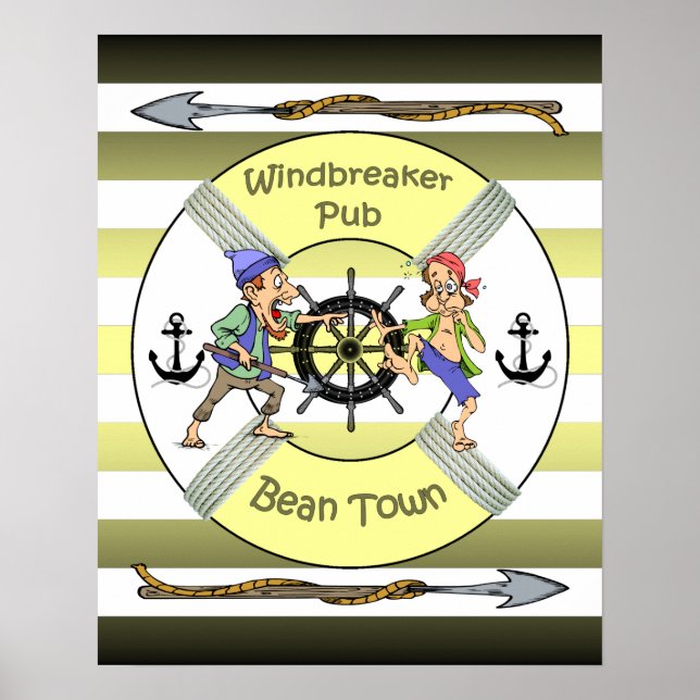 "Windbreaker Pub" ~ Bean Town ~ (Boston) ~ Poster (Front)
