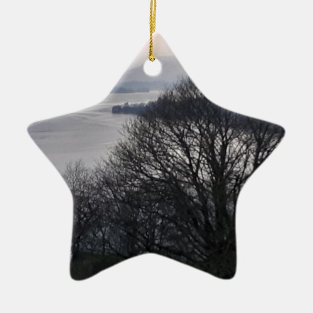 Windermere in Winter Ceramic Ornament (Front)
