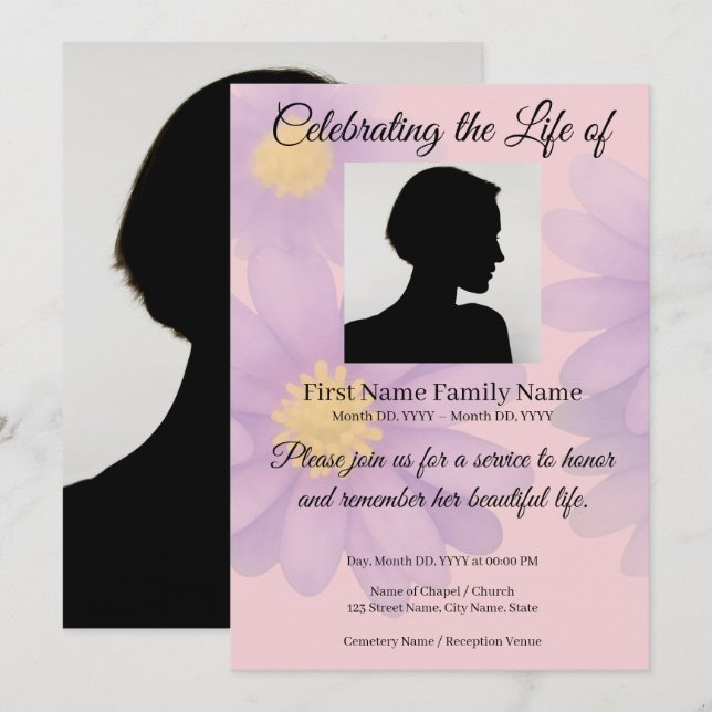 Windflower memorial invitation (Front/Back)