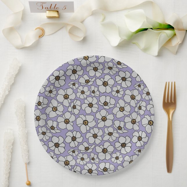 Windflowers On Lavender  Paper Plate (Wedding)