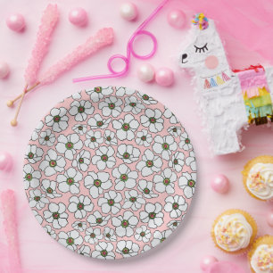 Windflowers On Pink Paper Plate
