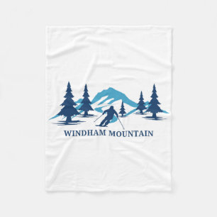 Windham Mountain New York Ski Resort Skiing Skier  Fleece Blanket