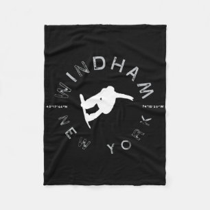 Windham New York Vintage Retro Snowboarding Fleece Blanket