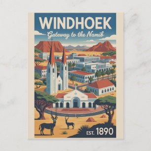 Windhoek Namibia Retro Travel Poster Art Postcard