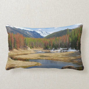 Winding Colorado River With Mountains and Pines Lumbar Cushion