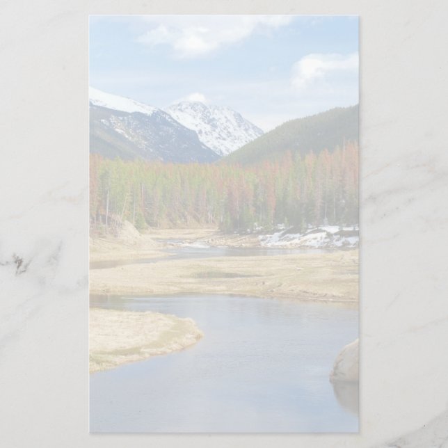 Winding Colorado River With Mountains and Pines Stationery (Front)