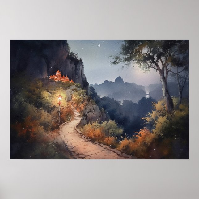 Winding path towards a secret mountain retreat poster (Front)