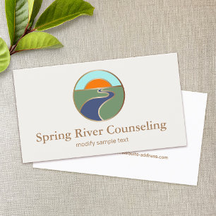 Winding River Sunset Horizon Counsellors Logo Business Card