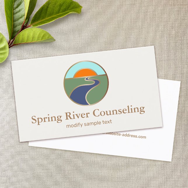 Winding River Sunset Horizon Counsellors Logo Business Card (Creator Uploaded)