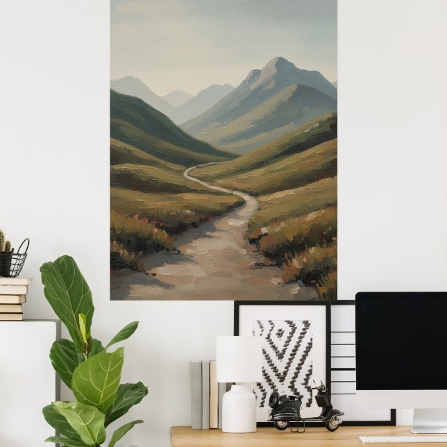 Winding River Valley a Peaceful Mountain Landscape Poster (Home Office)