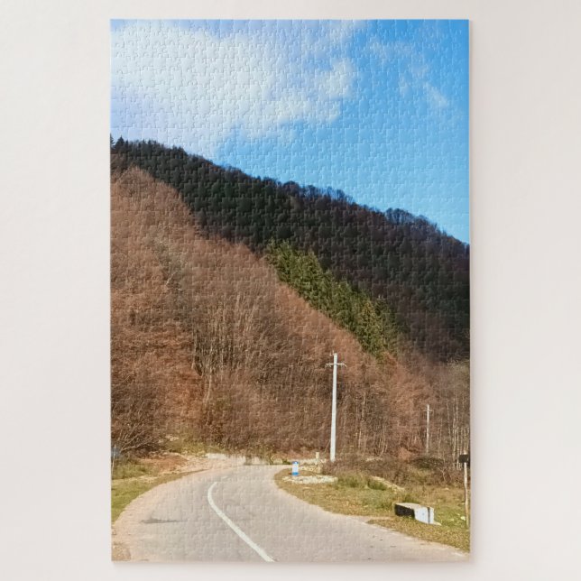 Winding Road Through Forest – Wild Nature Romania Jigsaw Puzzle (Vertical)