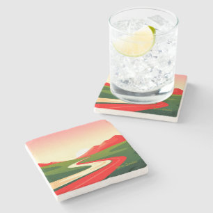 Winding Road Toward the Sun Stone Coaster