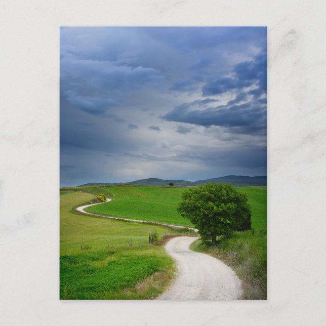 Winding road under a dark sky postcard (Front)