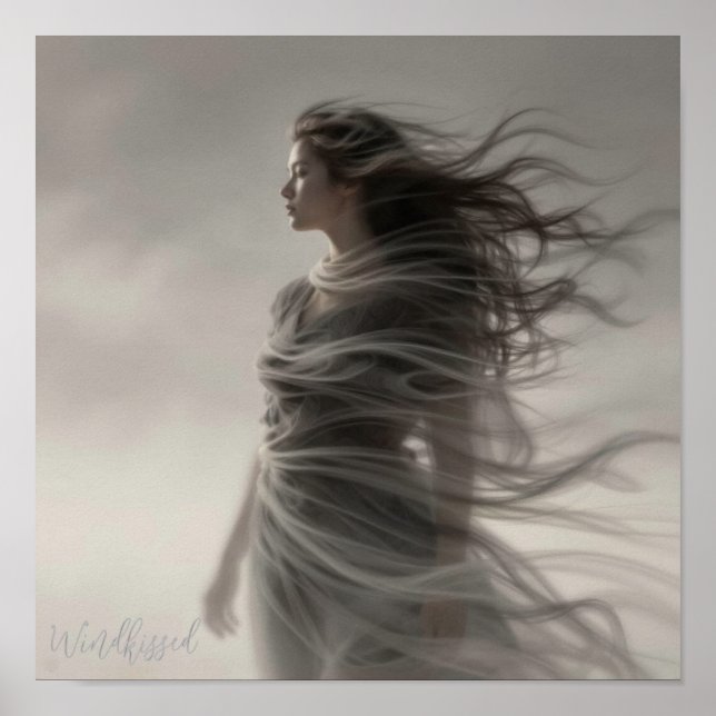 Windkissed - AI Fantasy Digital Art Print (Front)