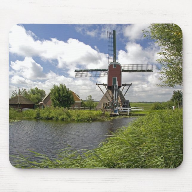 Windmill along a canal east of Leiden in the Mouse Pad (Front)