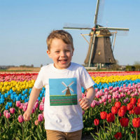 Windmill Amongst Tulip Flowers