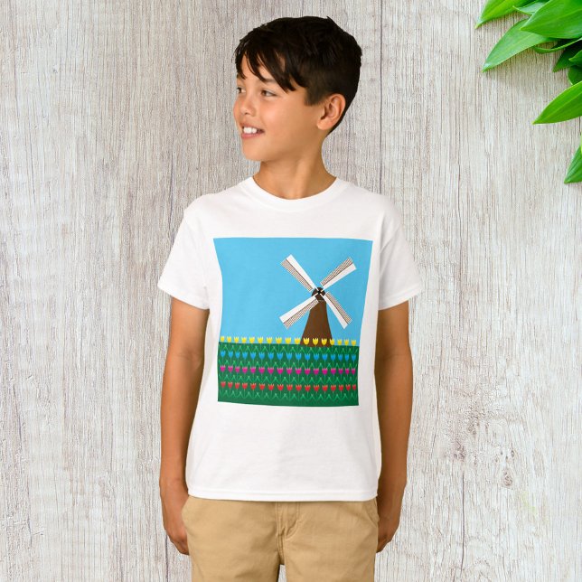 Windmill Amongst Tulip Flowers T-Shirt (Creator Uploaded)