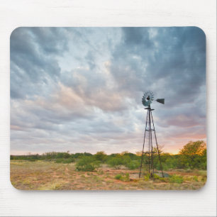 Windmill And Clouds At Sunset Mouse Pad